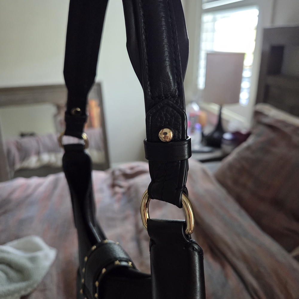 Michael Kors Black Leather Shoulder Bag with Gold Buckle - Picture 4 of 6